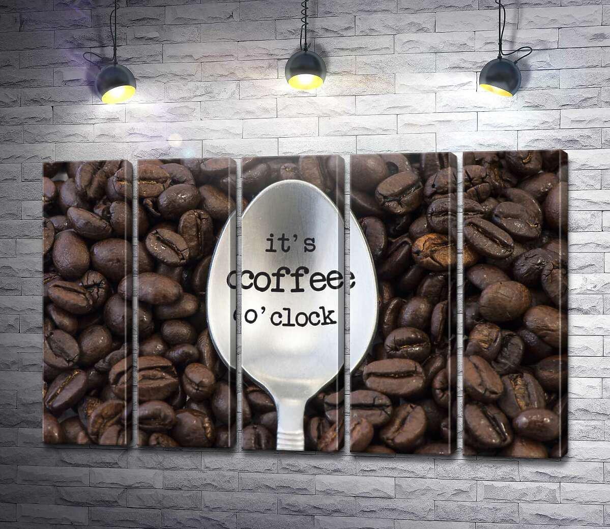 Картина ArtPoster Кофейная ложка с надписью "it's coffee o'clock" 100x66 см Модуль №27 (004301) - фото 1