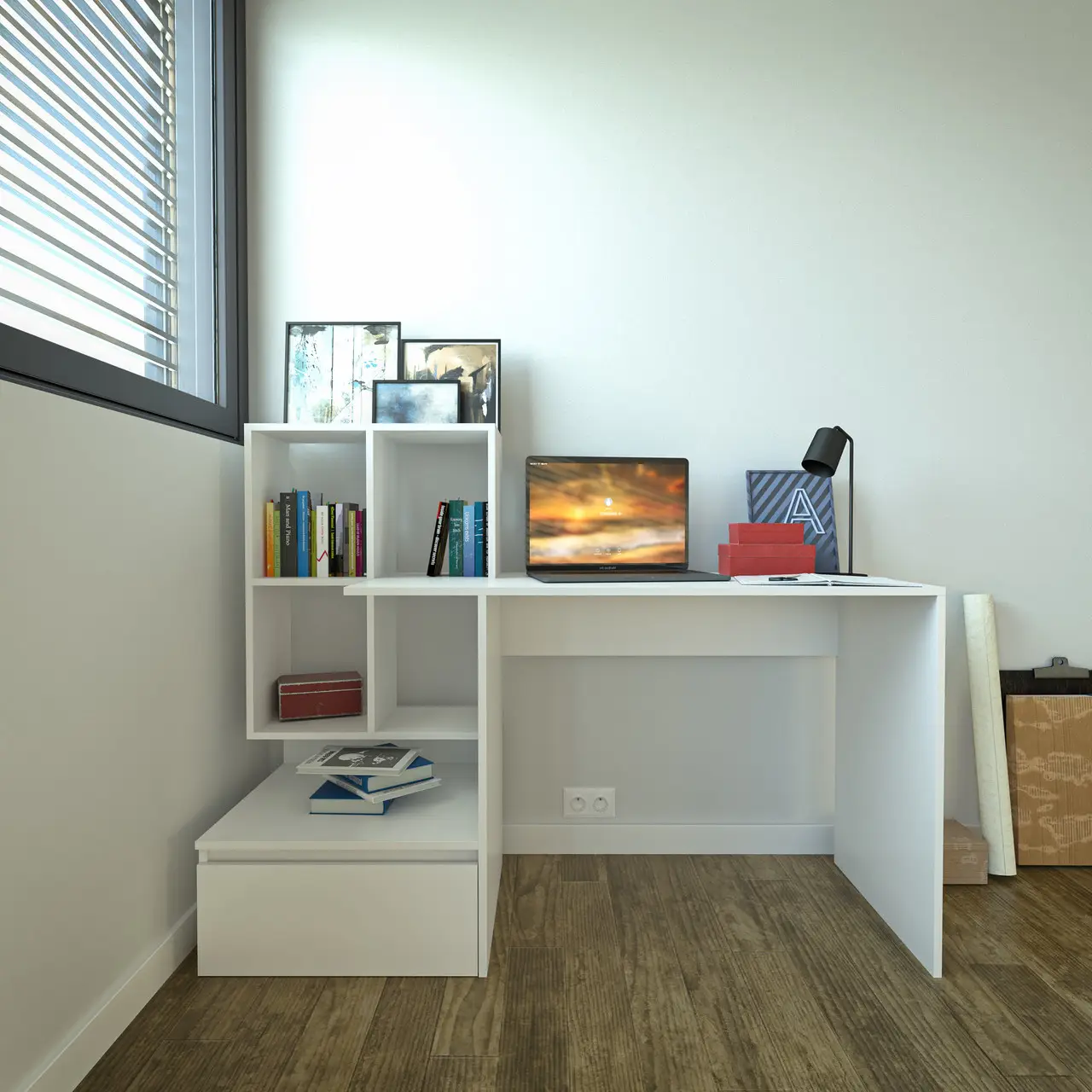 Компьютерный стол IdealMebel КС-11 Белый