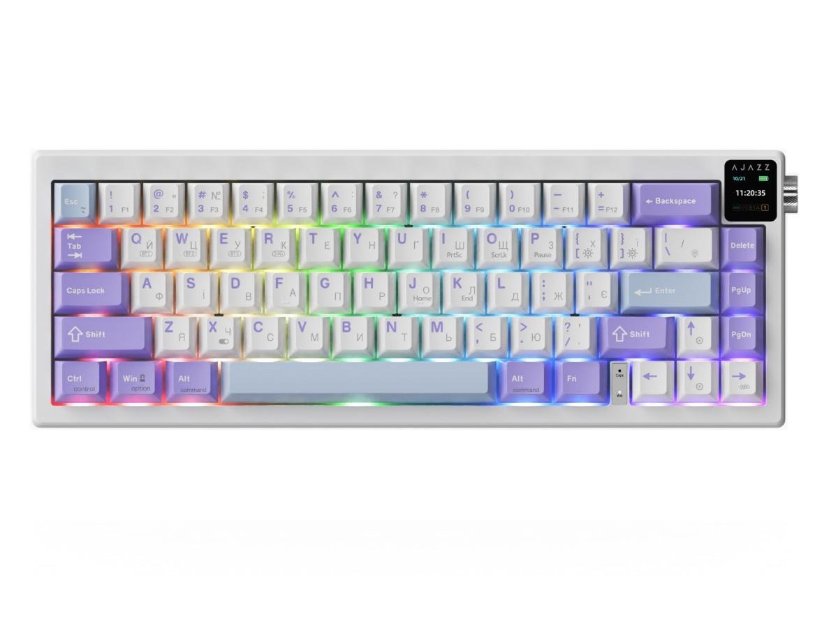 Клавиатура игровая механическая беспроводная Ajazz AK650WP RGB Flying Fish Switch Hot-Swap 2,4G/Bluetooth/USB White-Purple