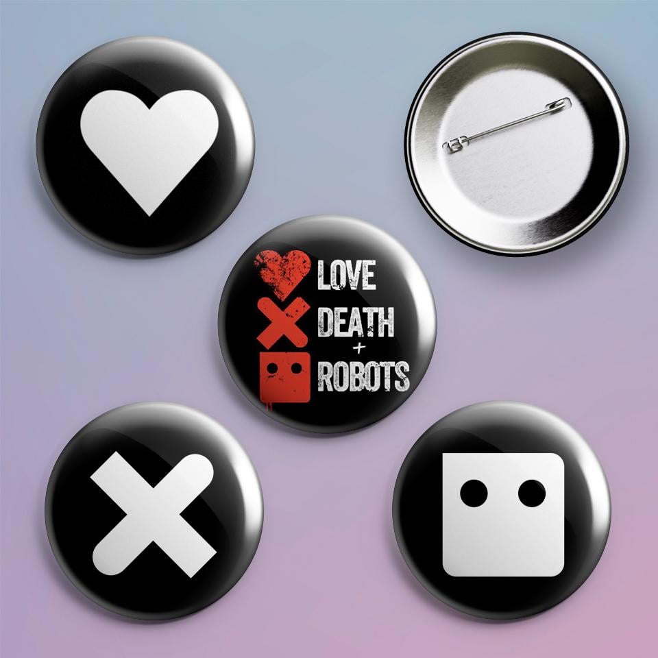 Значки на рюкзак с принтом Love Death&Robots 4 шт.