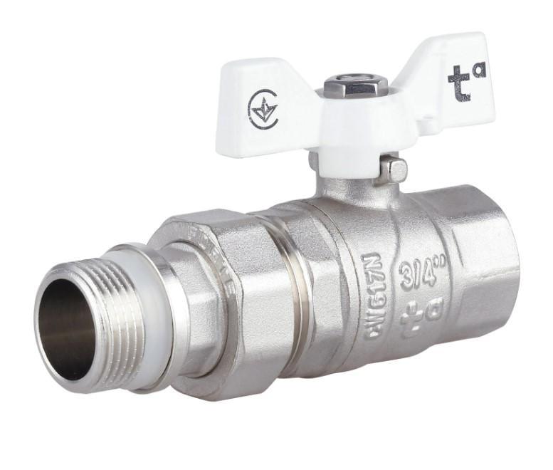 Кран шаровой с американкой Thermo Alliance Forte 3/4" ВН прямой антипротекание бабочка (SF222W20)