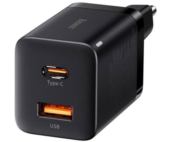Пристрій зарядний мережевий Baseus Super Si Pro CCSUPP-E01 1USB/Type-C Quick Charger 30W Black