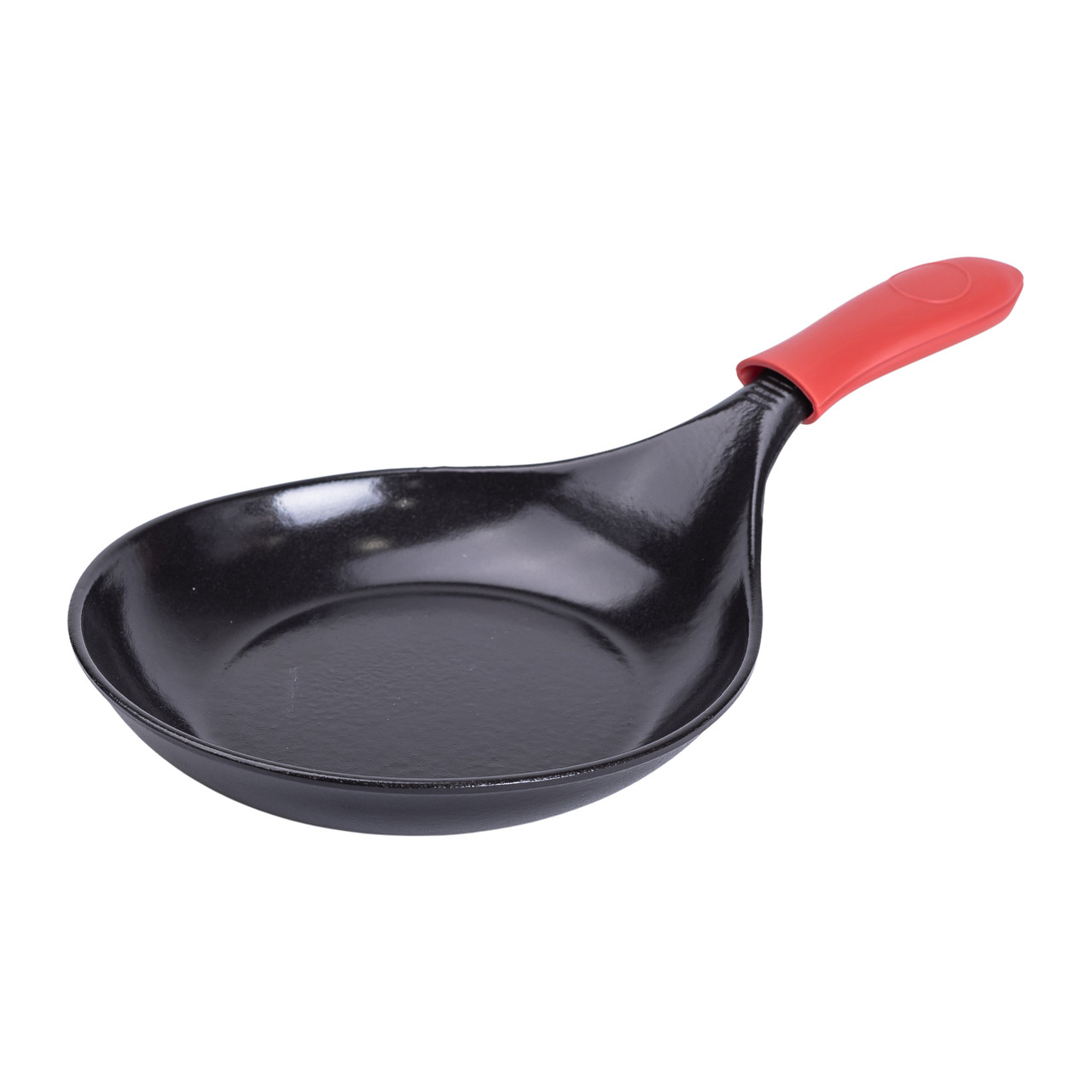Сковорода чугунная для электрической и газовой плиты с силиконовой съемной ручкой d 21х3,5 см 0,5 л Черный/Красный (HP-1-12)