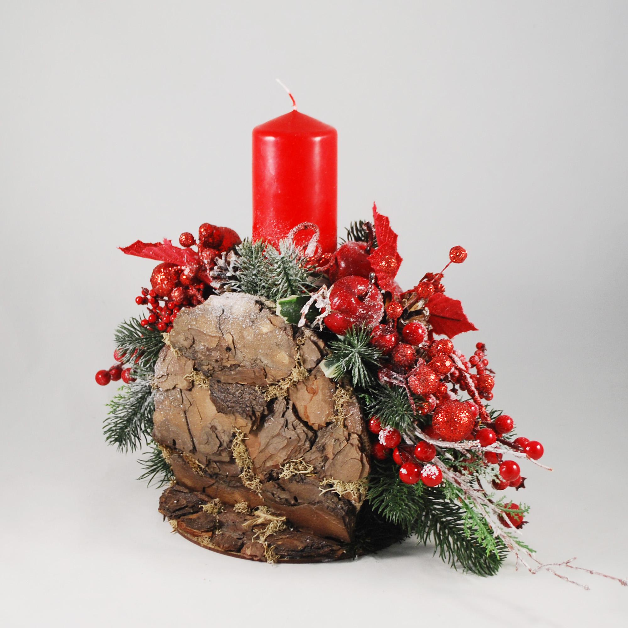 Новогодняя композиция со свечой 30 см Красный/Зеленый/Коричневый (5375346) - фото 6 Новогодняя композиция со свечой 30 см Красный/Зеленый/Коричневый (5375346) - фото 6