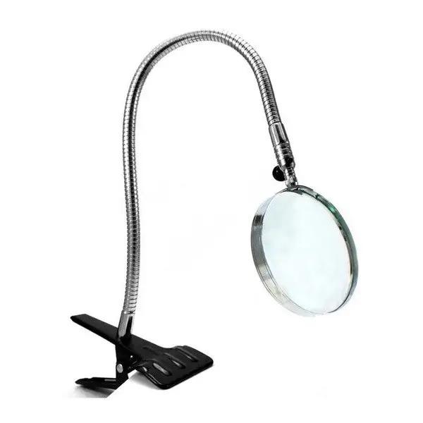 Лупа настільна на прищіпці Magnifier 15120 100 мм збільшення 2,5x для читання Чорний