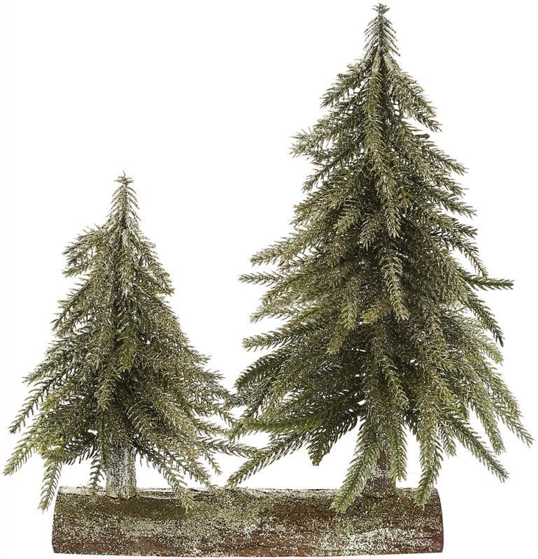 Елка декоративная с золотой присыпкой на деревянной подставке 12х25х27 см