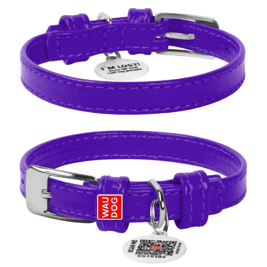 Ошейник для собак кожаный Waudog Glamour с QR паспортом без украшений XS 12 мм 21-29 см - фото 1 Ошейник для собак кожаный Waudog Glamour с QR паспортом без украшений XS 12 мм 21-29 см - фото 1