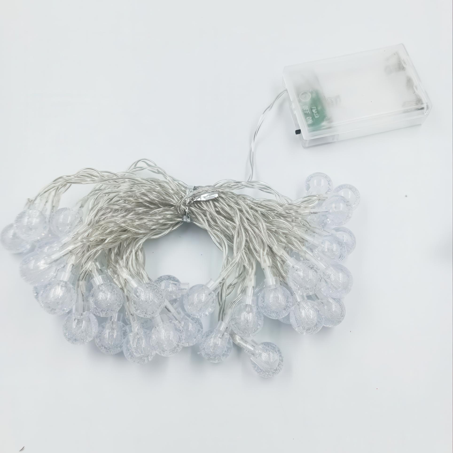 Гирлянда светодиодная Шарики на батарейках на 30 лампочек 5 м Белый свет Гирлянда светодиодная Шарики на батарейках на 30 лампочек 5 м Белый свет