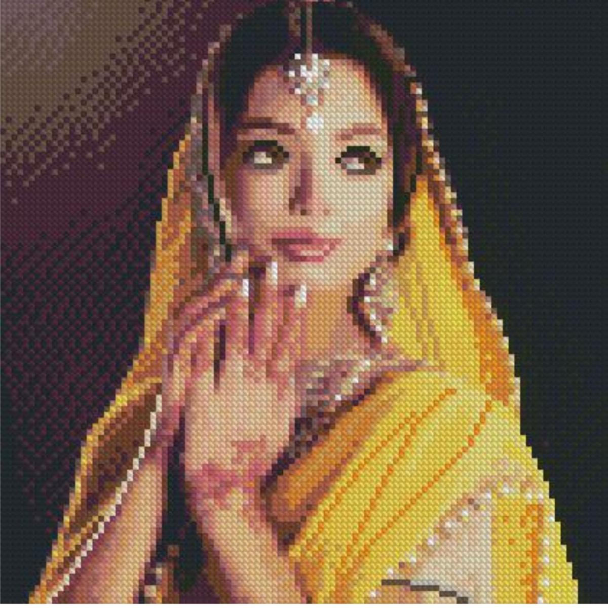 Алмазная мозаика Strateg Премиум Девушка в саре 30x30 см (CA-0053)