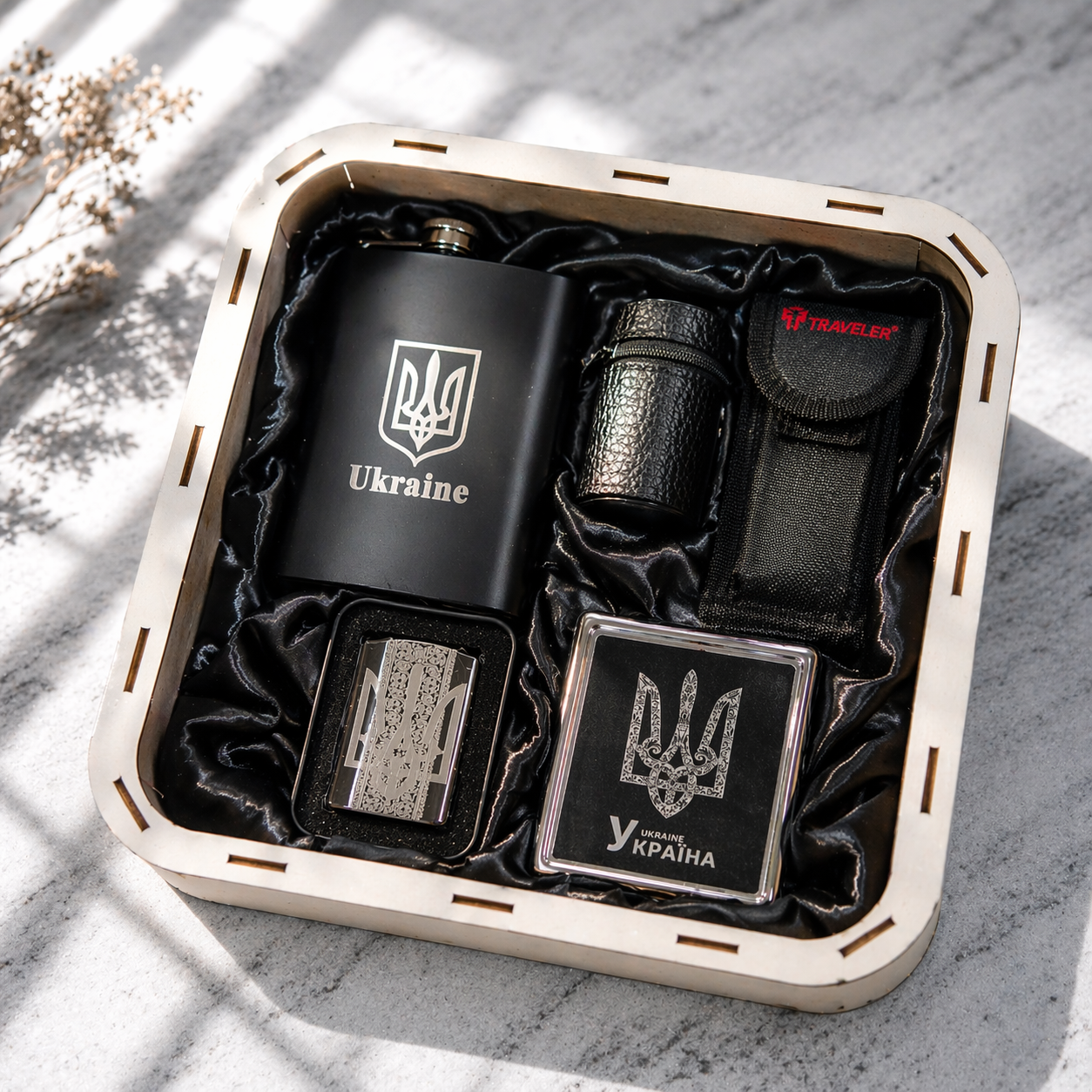 Подарунковий набір для чоловіка handmade 4 військовий стиль 5 шт. 25x25x10 см (110_1)