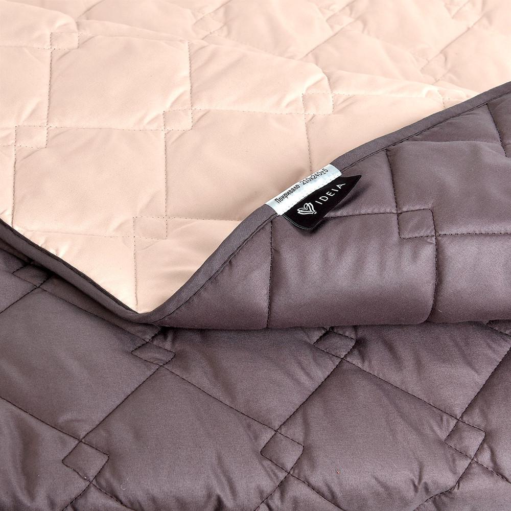 Покрывало CUBE двухстороннее IDEIA шоколад/беж стеганое на кресло дивандек 100х135 см - фото 3