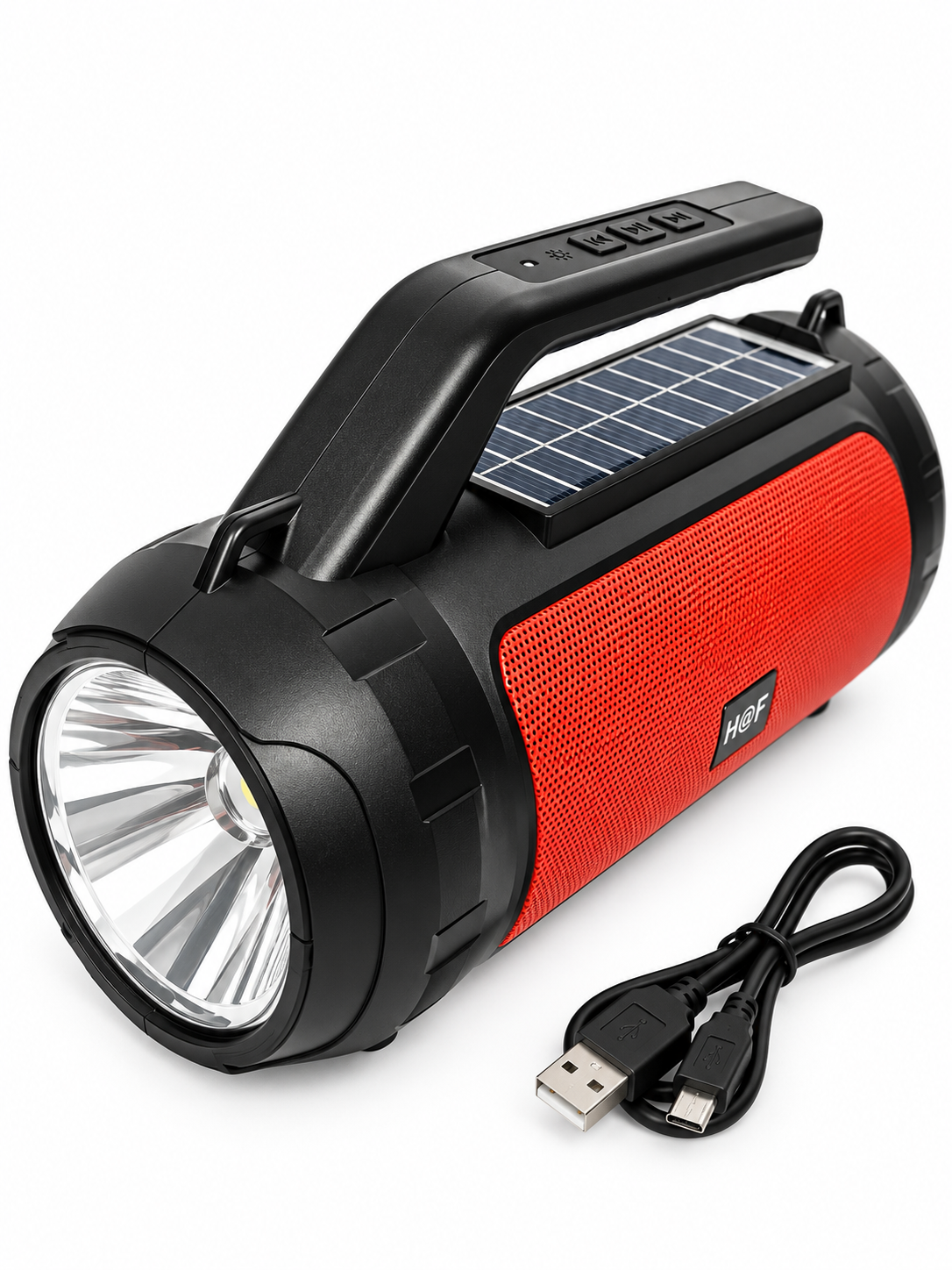 Портативна акустична система Haf HF-U39 Bluetooth/FM/USB/MicroSD/ліхтариком та Solar-функцією Red (29772411)