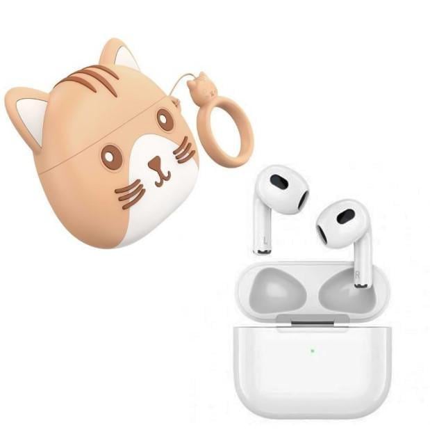 Навушники бездротові Hoco EW46 TWS Bluetooth 5.3 з вушками зарядний чохол котик Персиковий