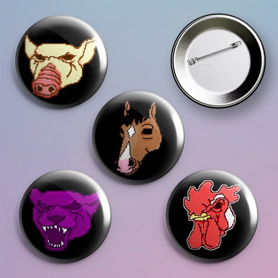 Значки на рюкзак с принтом игры Hotline Miami 4 шт.