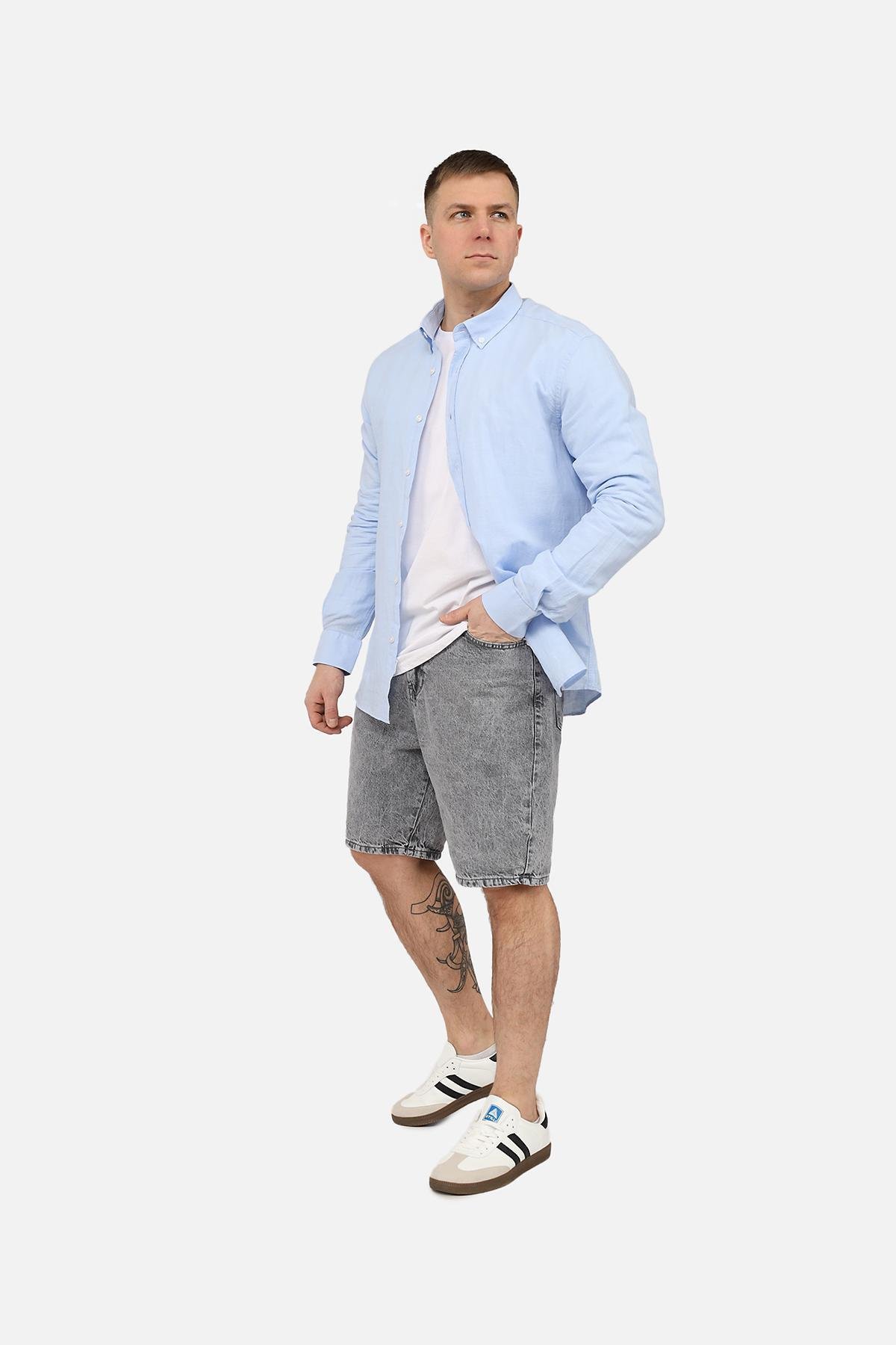 Рубашка с длинным рукавом ЦБ-00271812 мужская р. 52 Голубой (SKT001049671)