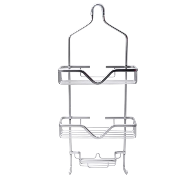Полиця для ванної кімнати триярусна підвісна сталь з гальванічним покриттям 25х12х65 см