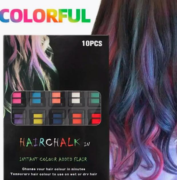 Крейда для волосся Hair Chalk з гребінцем для дітей та дорослих 10 кольорів (COLOR-10) - фото 3