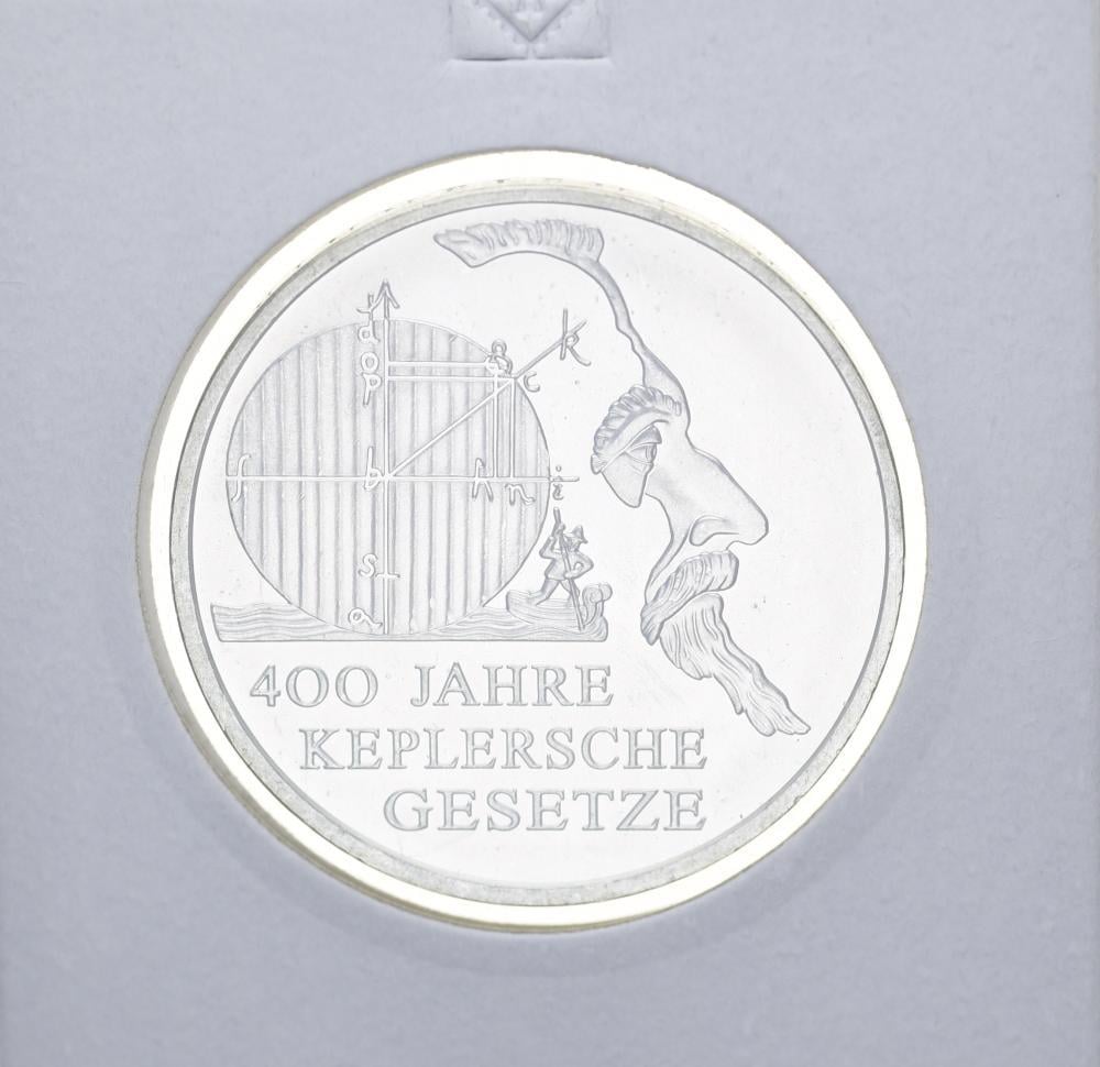 Коллекционная монета Германия 10 Евро-2009 400 лет законам Кеплера Серебро UNC 2009 (35890353)