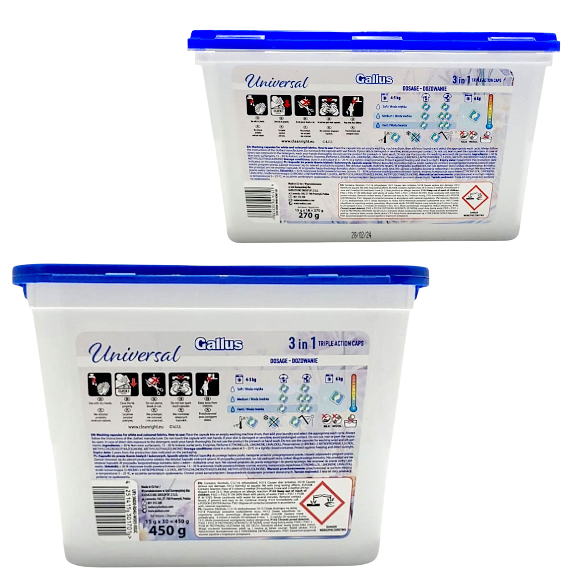 Набор капсул для машинной стирки Gallus Universal 3in1 30 шт. 490 г/18 стирок 18 шт. 270 г (301701/3538) - фото 3