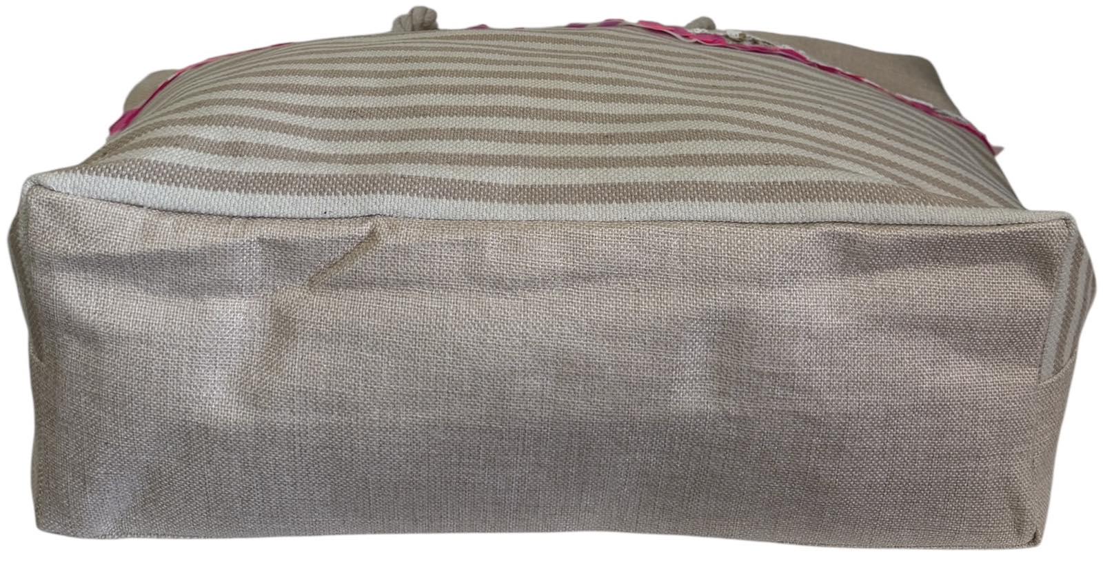 Сумка пляжна жіноча з тканини на блискавці Бежевий - фото 3 Сумка пляжна жіноча з тканини на блискавці Бежевий - фото 3