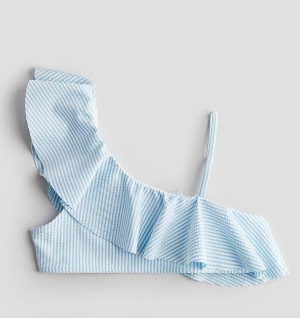 Купальный топ H&M в полоску 158-164 см Бело-голубой (1218086)