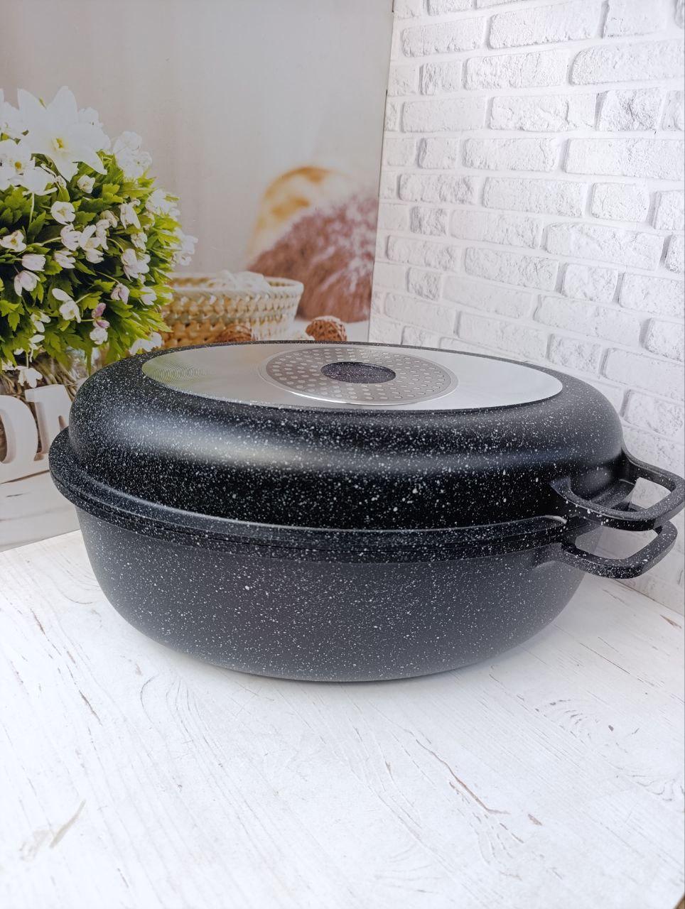 Утятница с жаровней Edenberg с мраморным антипригарным покрытием 8 л Черный (EB-9171EB-9171)