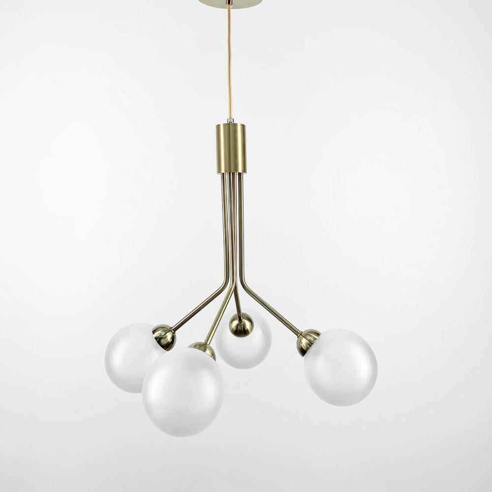 Люстра элегантная на 4 матовых плафона Латунь (J 061/4)