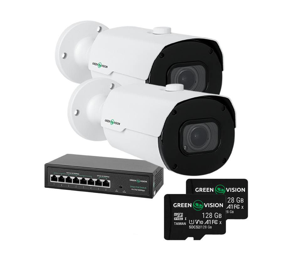 Комплект відеоспостереження GreenVision GV-801 на 2 IP камери з функцією розпізнавання автомобільних номерів (26454198) Комплект відеоспостереження GreenVision GV-801 на 2 IP камери з функцією розпізнавання автомобільних номерів (26454198)