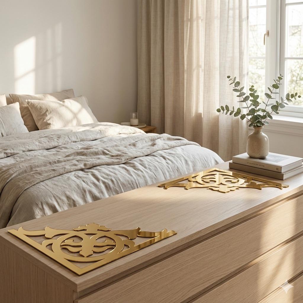 Набор зеркальный декор DFA Угловой узор для стен и мебели 4 шт. Золотой (YA00084-1-G)