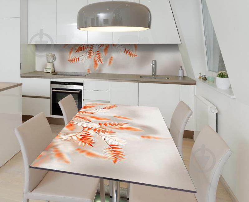 Наклейка 3Д виниловая на стол Zatarga «Веточка цвета охры» 650х1200 мм для домов, квартир, столов, кофейн,