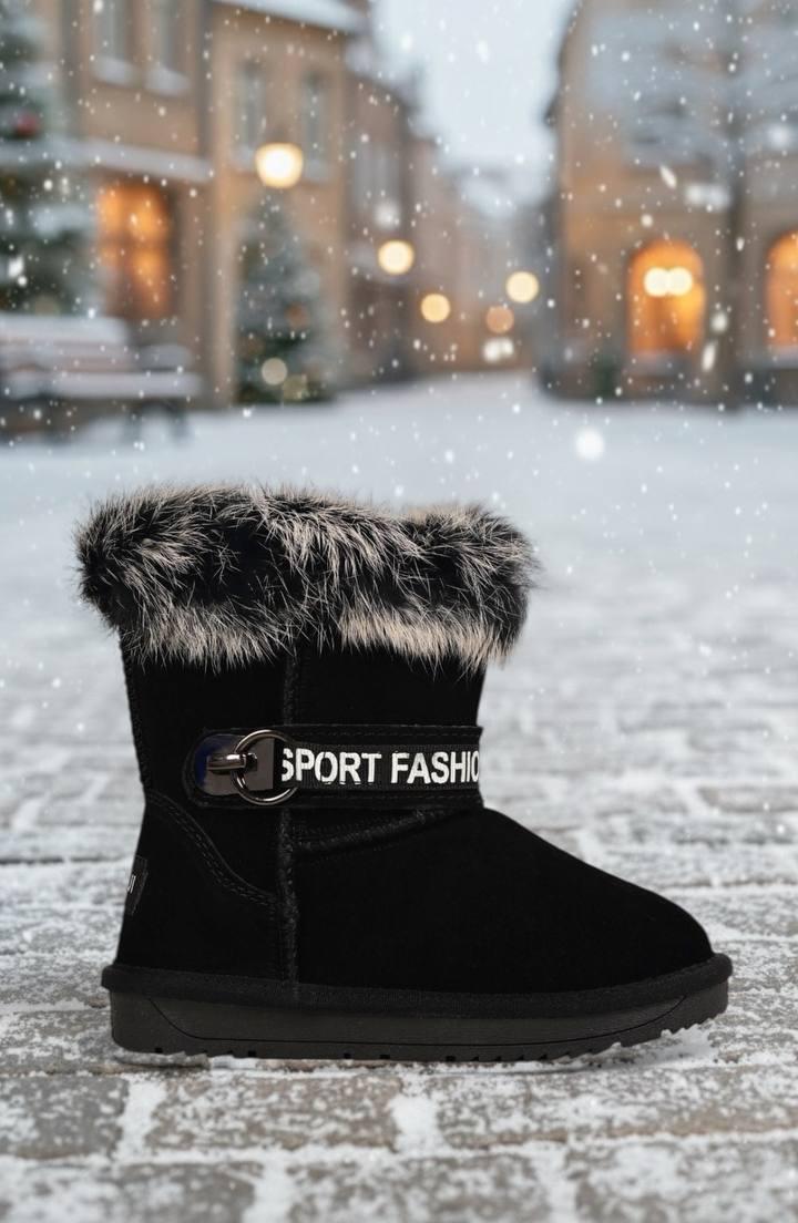 Угги дитячі Hengji 1935 натуральна замша та хутро р. 30 Чорний (30705861) - фото 2