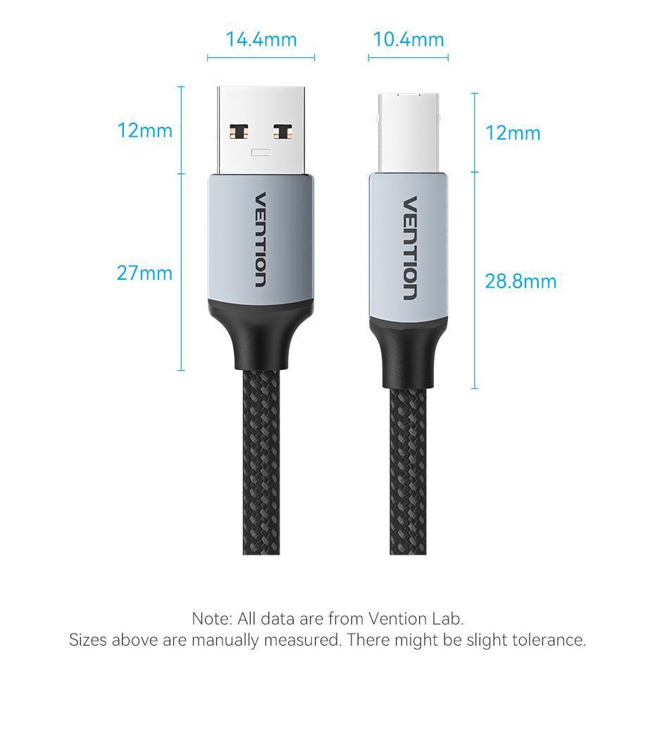 Кабель для принтера Vention USB-USB Type-B 2.0 480 Мбіт/с 2A USB-A на USB-B нейлонове обплетення 8 м Чорний (CTTHK) - фото 9