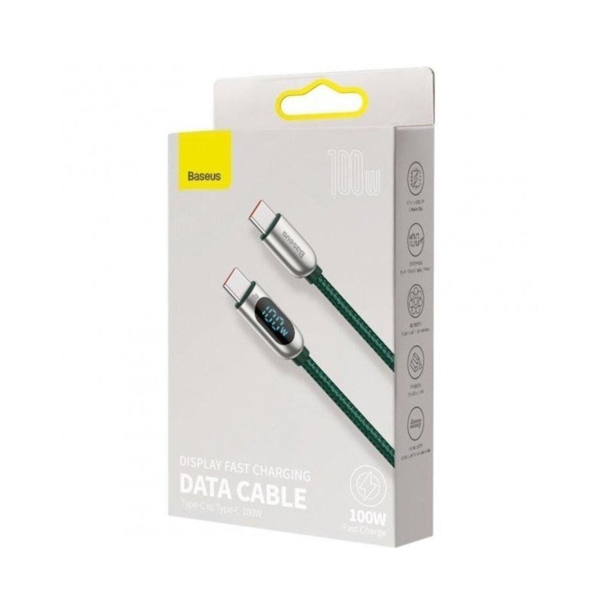 Кабель BASEUS Display Fast Charging DataCable Type-C to Type-C 100W 2 м Green (CATSK-C06) - фото 2