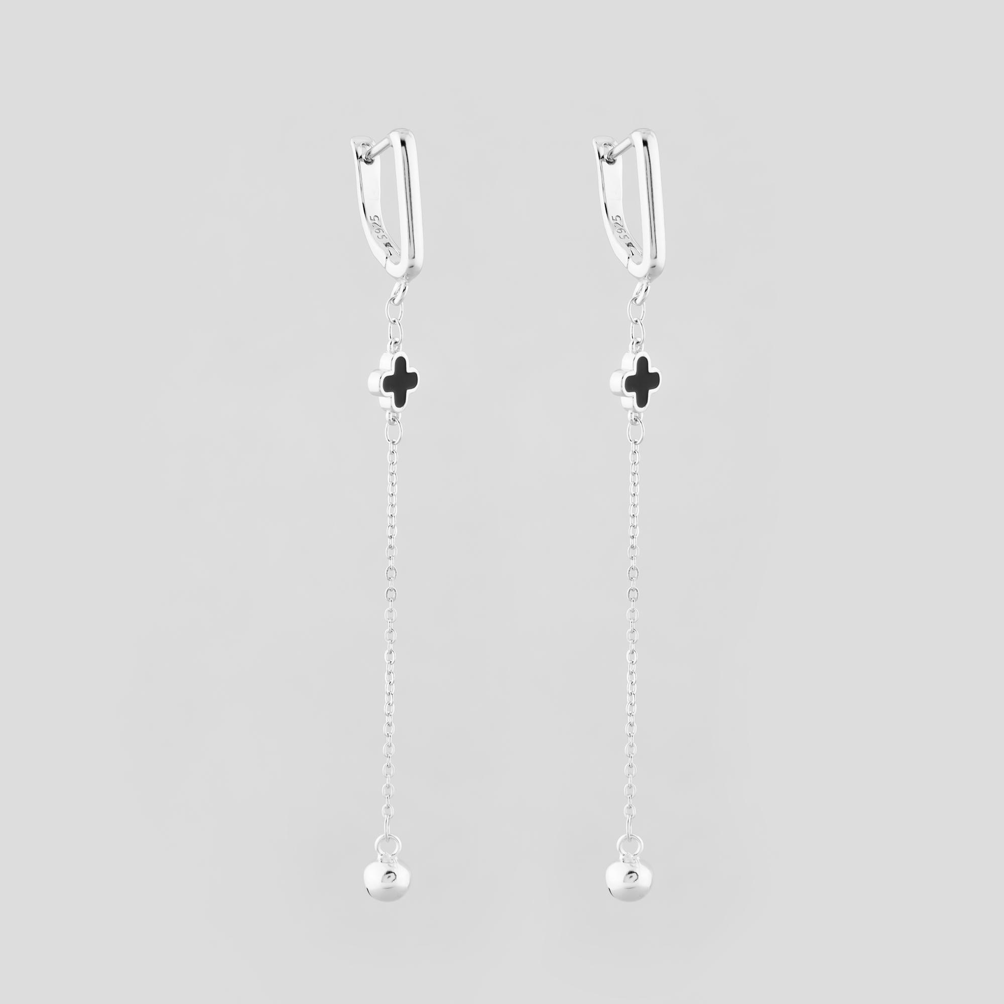 Серебряные серьги Minimal Ночные мысли (15640)