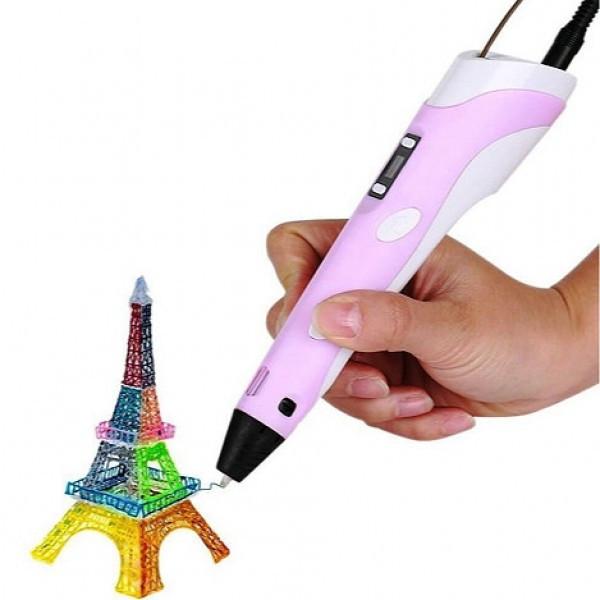 3D-ручка Pen 2 c LCD дисплеем и пластиком для рисования Розовый (1082626227) - фото 3