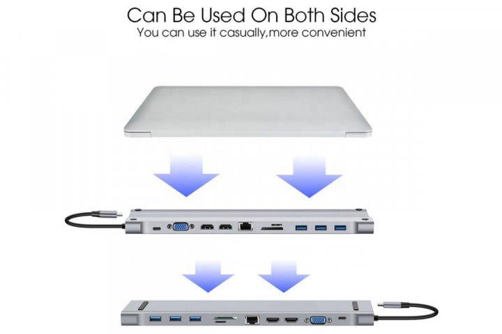 USB-хаб Foxconn Type-C на HDMI/VGA/AUX 3,5 мм/SD-TF/Card Reader/USB-хаб Foxconn 3x3,0/Ethernet RJ-45/USB-C Charging (A10037) - фото 5