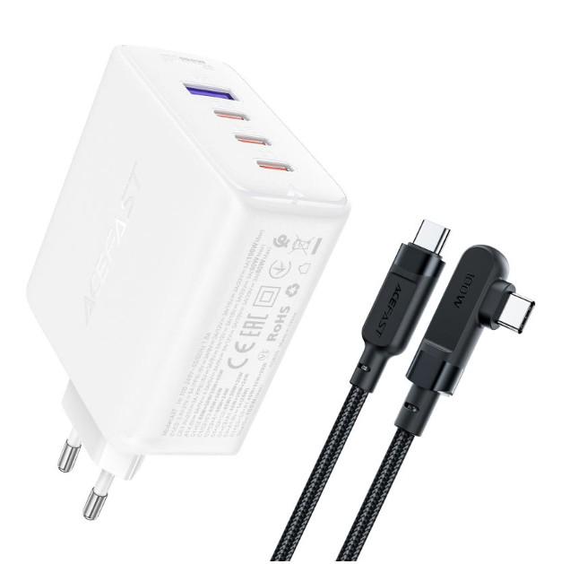 Зарядний пристрій Acefast A37 PD100W GaN 3xType-C 1xUSB White (6974316281672)