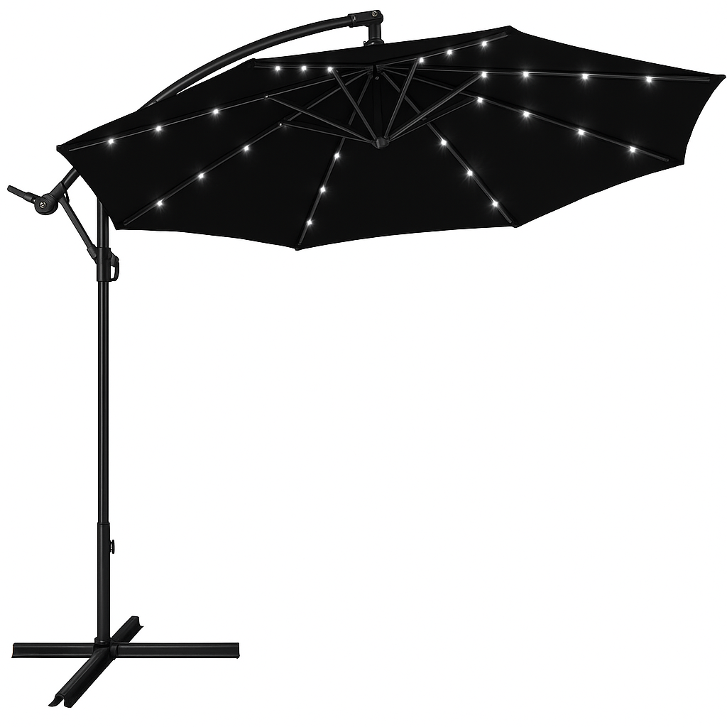 Парасоля садова WCG з LED підсвічуванням та чохол 3,5 м Чорний - фото 1