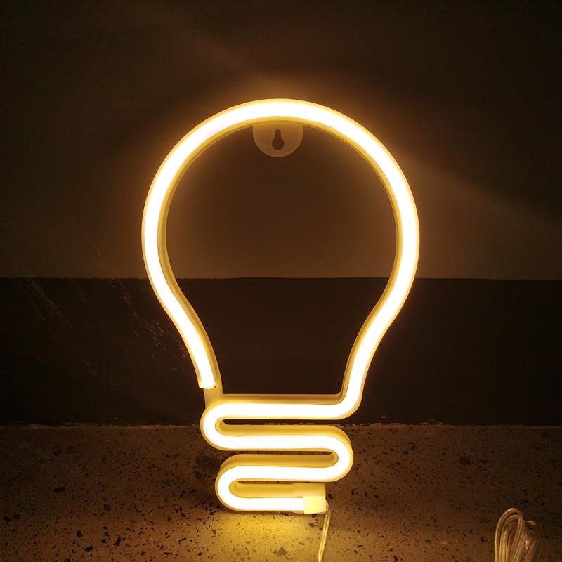 Неоновый светильник настенный Лампочка на батарейках/USB 16,5x25,5 см