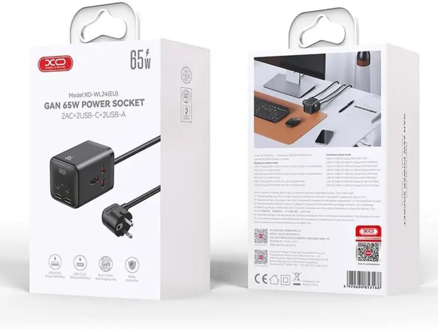 Удлинитель сетевой XO WL24 2 розетки 2-USB 2 Type-C 150 см Black (b9835089) - фото 7 Удлинитель сетевой XO WL24 2 розетки 2-USB 2 Type-C 150 см Black (b9835089) - фото 7