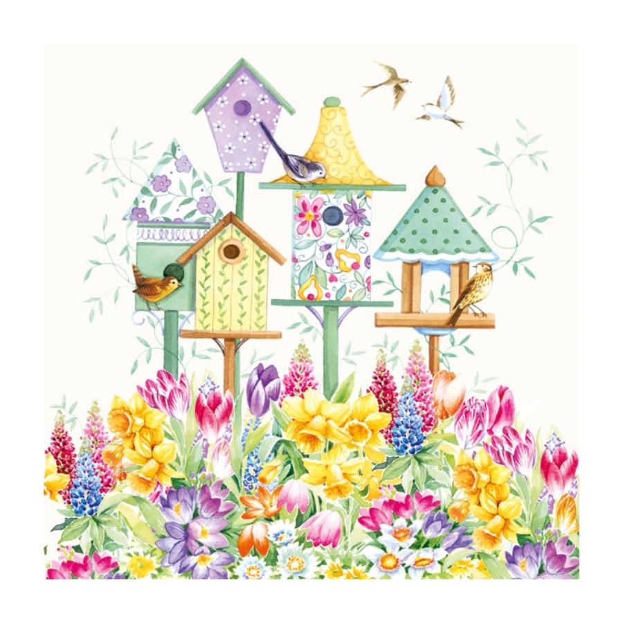 Салфетки для декупажа Ambiente Скворечники и цветы 18,5г/м2 33х33 см 20 шт. 12 пач. (8712159115031)