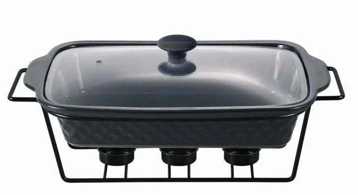 Мармит Kamille КМ-6420 керамический 30,5х17,5х6 см прямоугольный со стеклянной крышкой 1,4 л