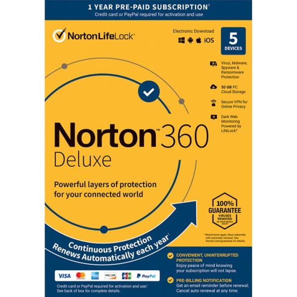 Антивирус NORTON 360 Deluxe 5 devices 15 месяцев