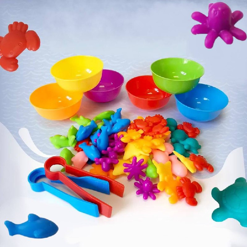 Розвиваюча гра Fun Game FD2188-16 Сортер Монтессорі сортуй по кольорам з пінцетами та тарілочками Морські мешканці (1905297112) - фото 2 Розвиваюча гра Fun Game FD2188-16 Сортер Монтессорі сортуй по кольорам з пінцетами та тарілочками Морські мешканці (1905297112) - фото 2