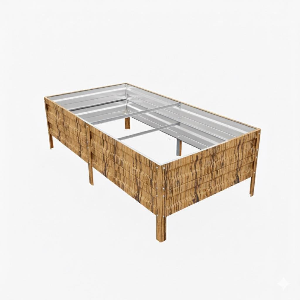 Грядка оцинкована цинк 0,65 мм 2x1х0,4 м Світле дерево (30239487)