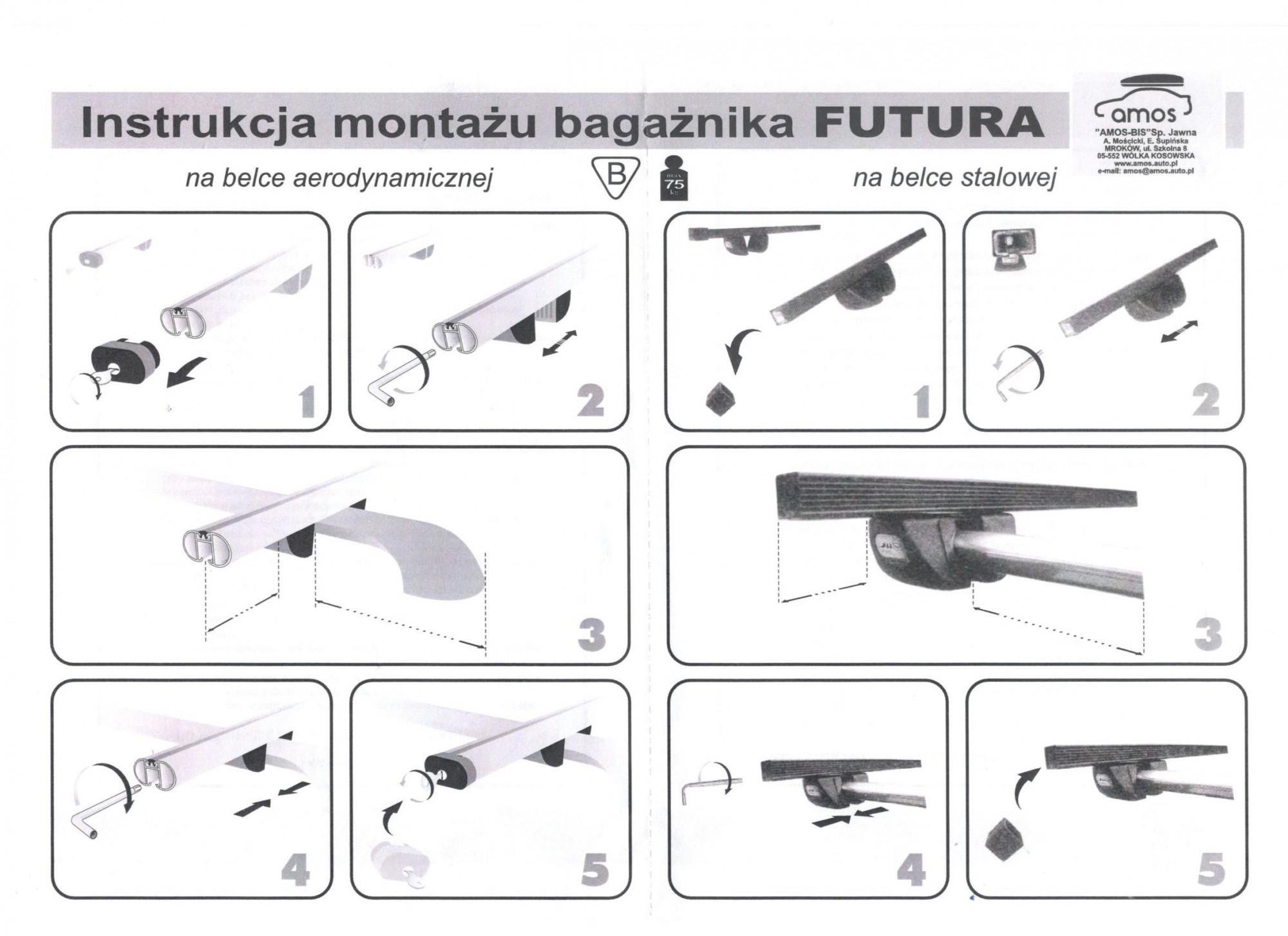 Багажник на рейлинги для Subaru Forester SF Kombi 97-02 Amos Futura str 1,2 м - фото 9