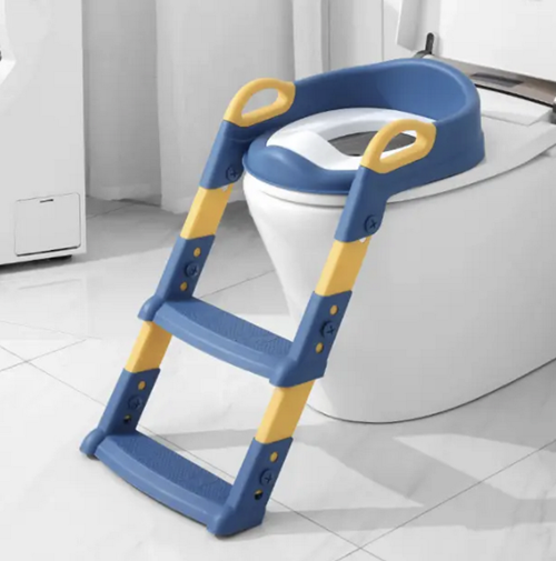 Детское сиденье для унитаза со ступеньками и ручками Синий (Е500012)