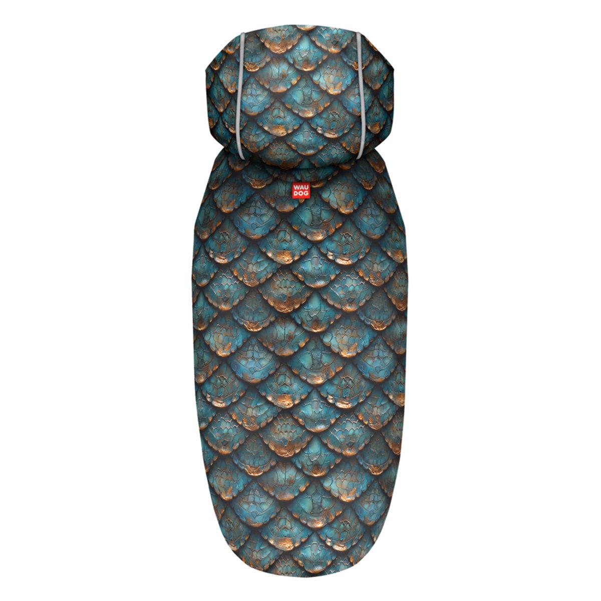 Дождевик-накидка с капюшоном для собак Waudog Clothes рисунок Чешуя L А 48-52 см/B 60-70 см/С 42-52 см (358-0179)