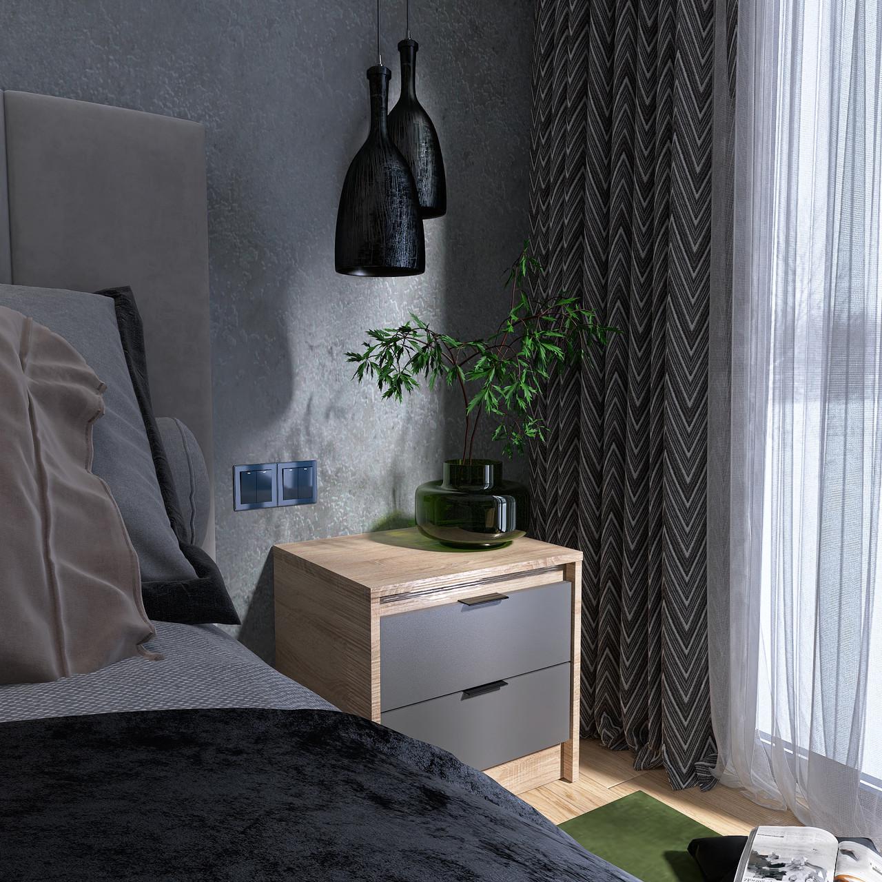 Тумба прикроватная Сити-450 Эверест 452х380х442 мм Дуб сонома/Графитовый (EVR-20727.02) - фото 2 Тумба прикроватная Сити-450 Эверест 452х380х442 мм Дуб сонома/Графитовый (EVR-20727.02) - фото 2