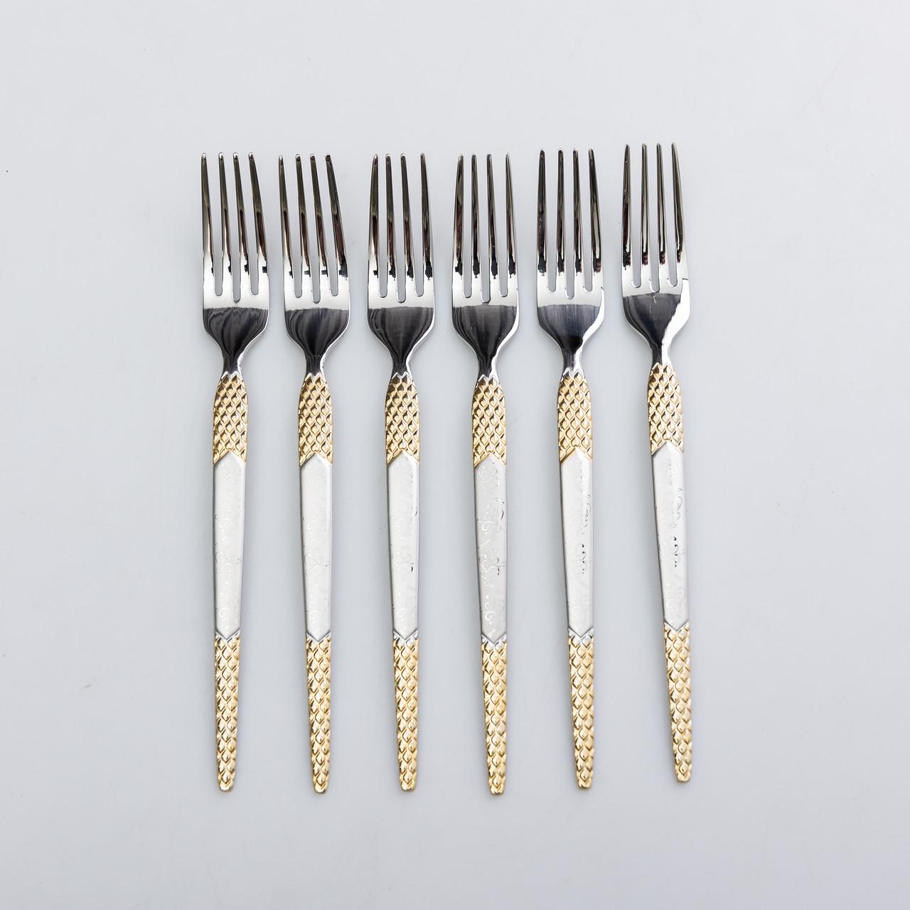 Набор десертных вилок 6 шт. вилки десертные из нержавеющей стали 15,5 см Серебро с золотом